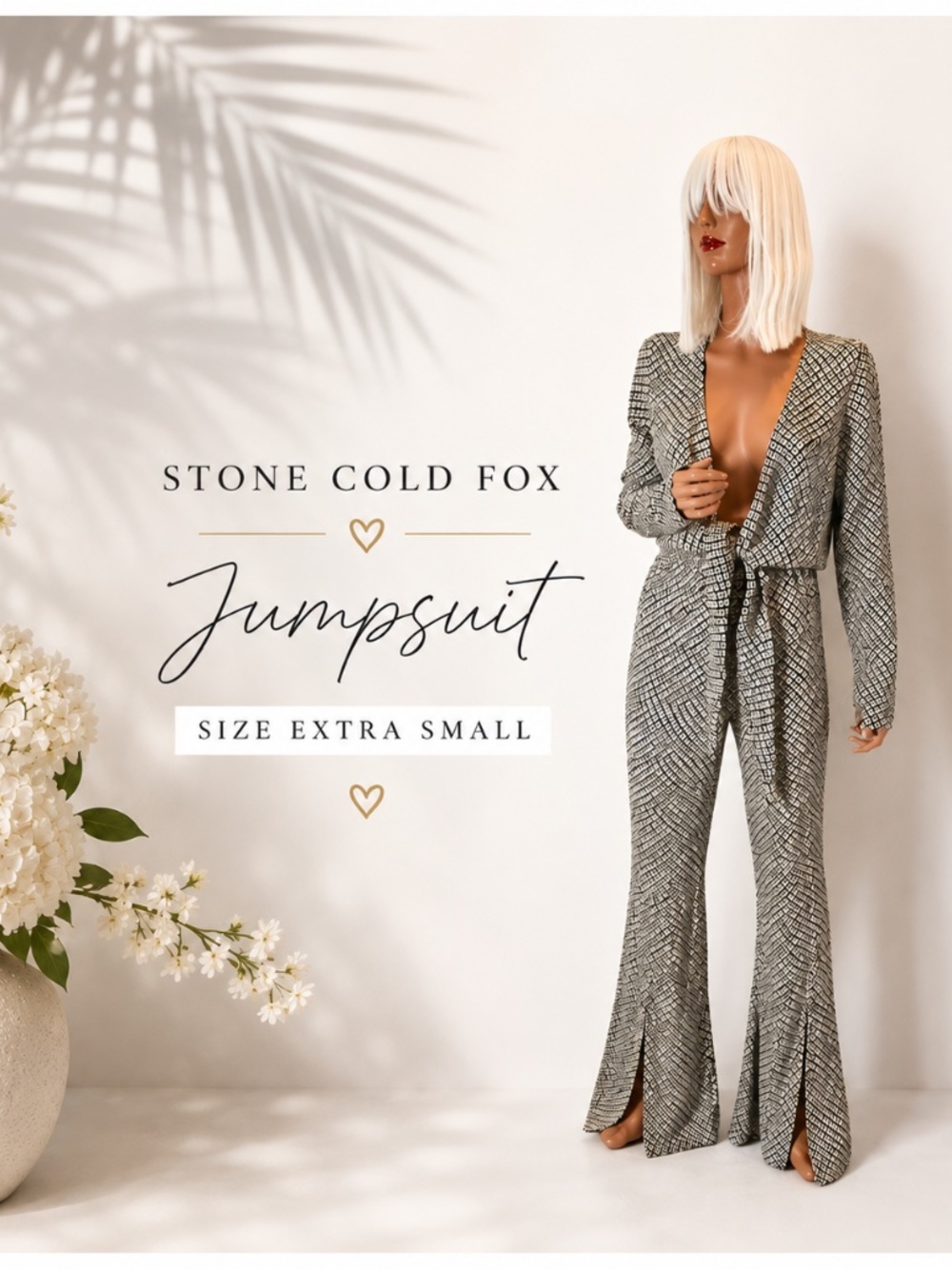 Stone Cold Fox Stylish Black and White Jumpsuit size XS